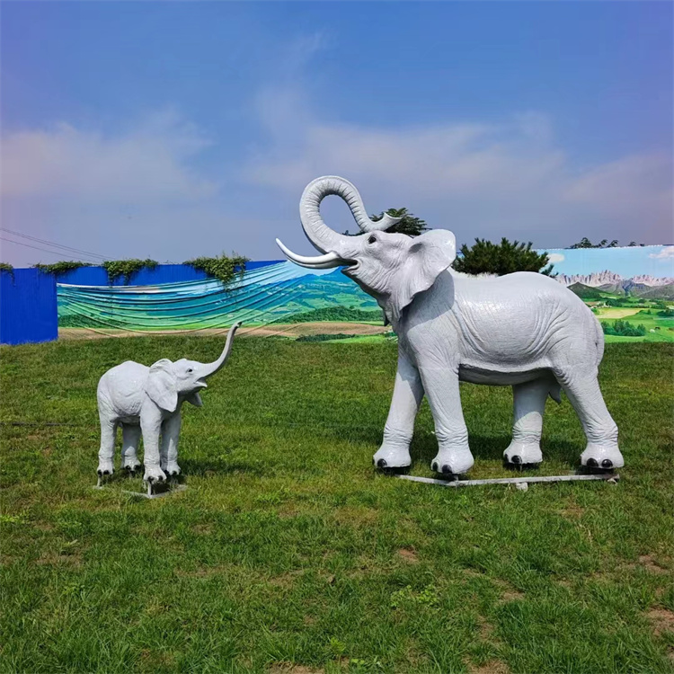 玻璃钢仿真大象雕塑 大型仿真动物雕塑花园草坪摆件 永景园林