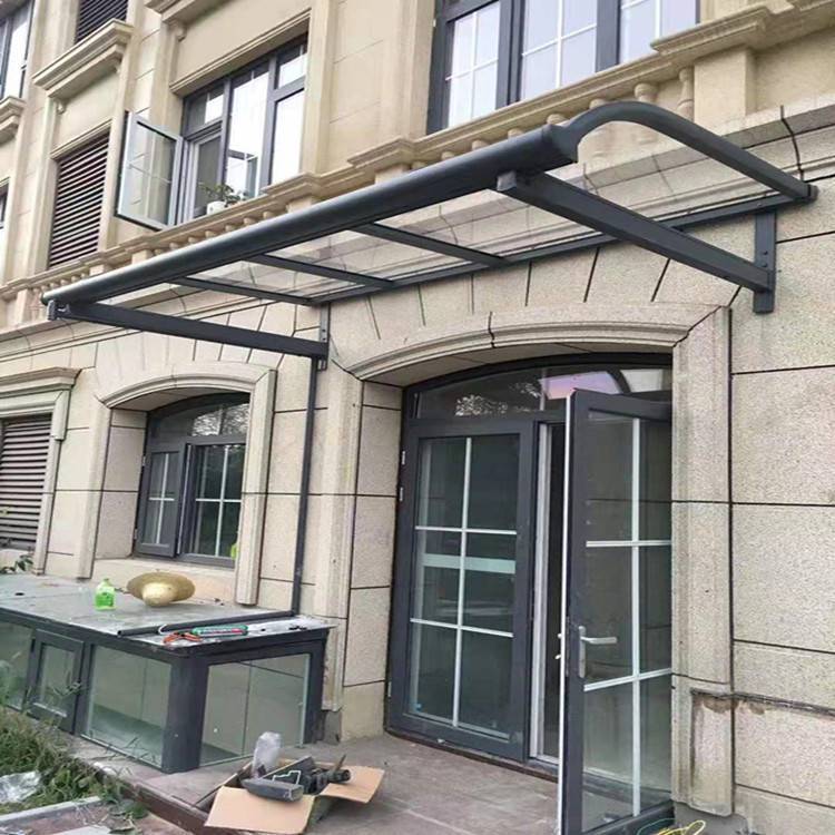 北京定做雨棚厂家 pc耐力板透明雨棚定做安装铝合金雨搭