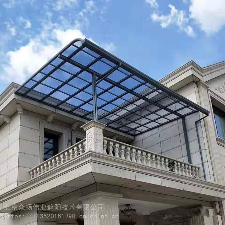 雨棚订做 北京定做别墅露台雨棚 透明耐力板雨棚定制