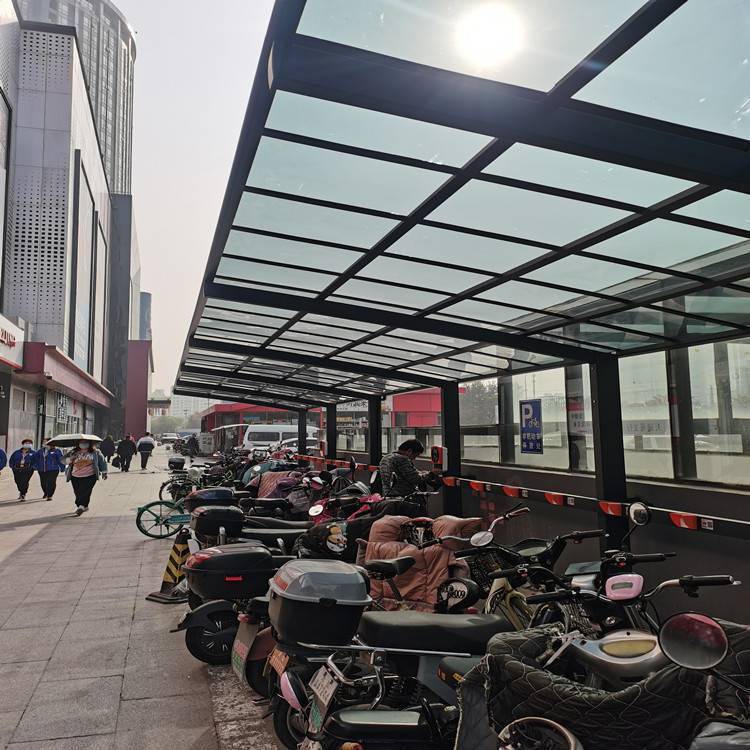 北京定做小区商**电动自行车停车棚定制铝合金停车棚 电动自行车充电桩车棚 别墅汽车停车棚