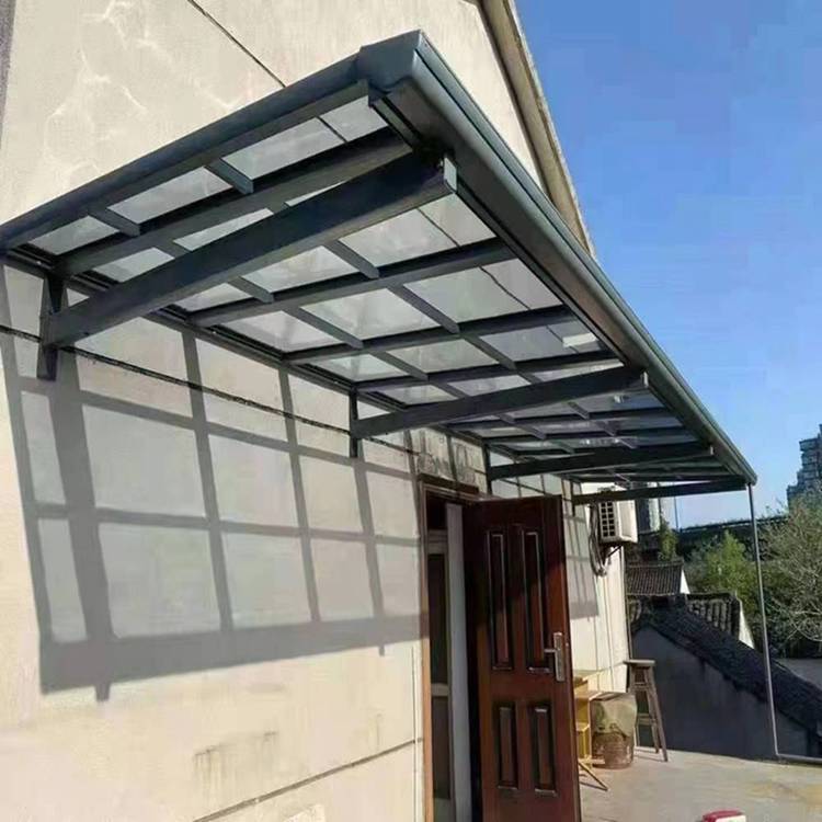 河北沧州雨棚定做 铝合金雨棚 pc透明耐力板雨棚 露台棚定制