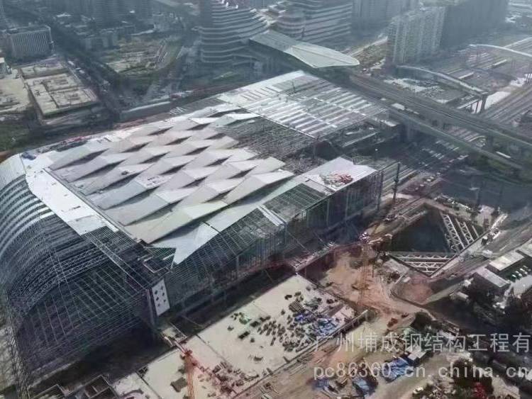 徐州螺栓球网架广州华南加工中心承建增城新塘站房钢结构网架屋盖项目