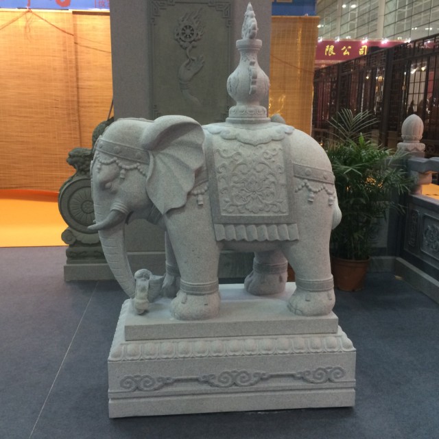 石雕大象#动物雕刻一对