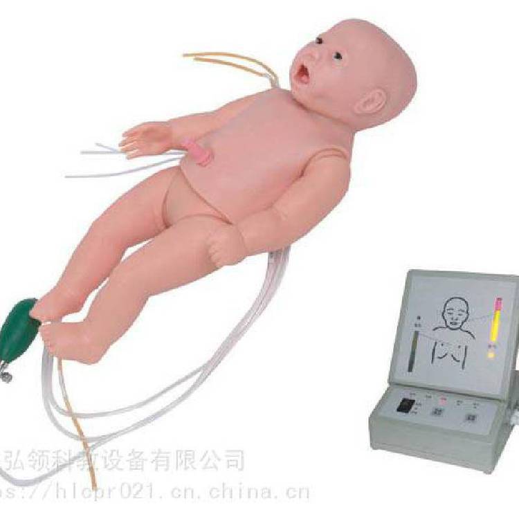 上海弘领435全功能新生儿心肺复苏模型 气管插管训练 婴儿急救护理梗塞模拟人