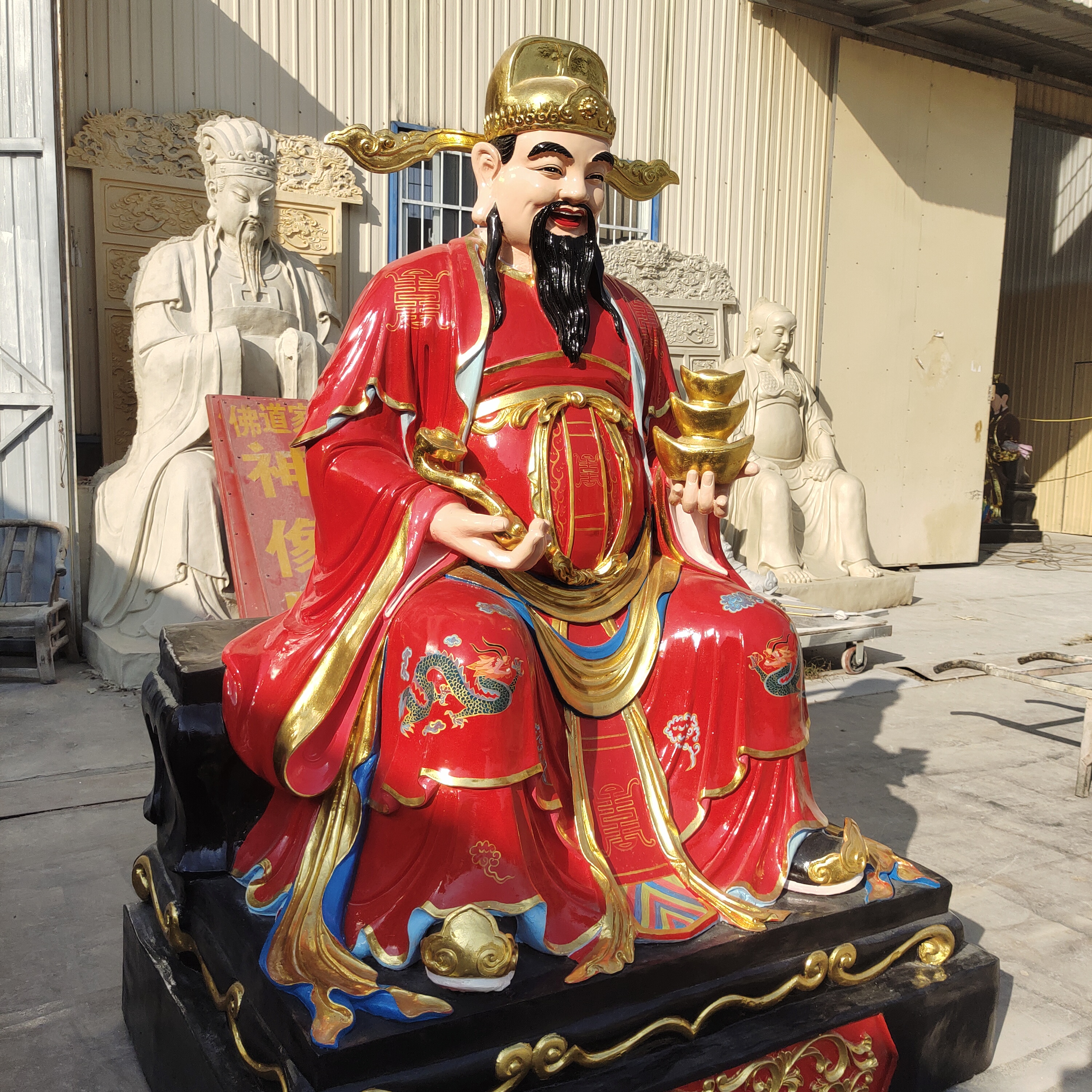 1.6米财神爷佛像厂家 寺庙供奉树脂彩绘财神神像摆件
