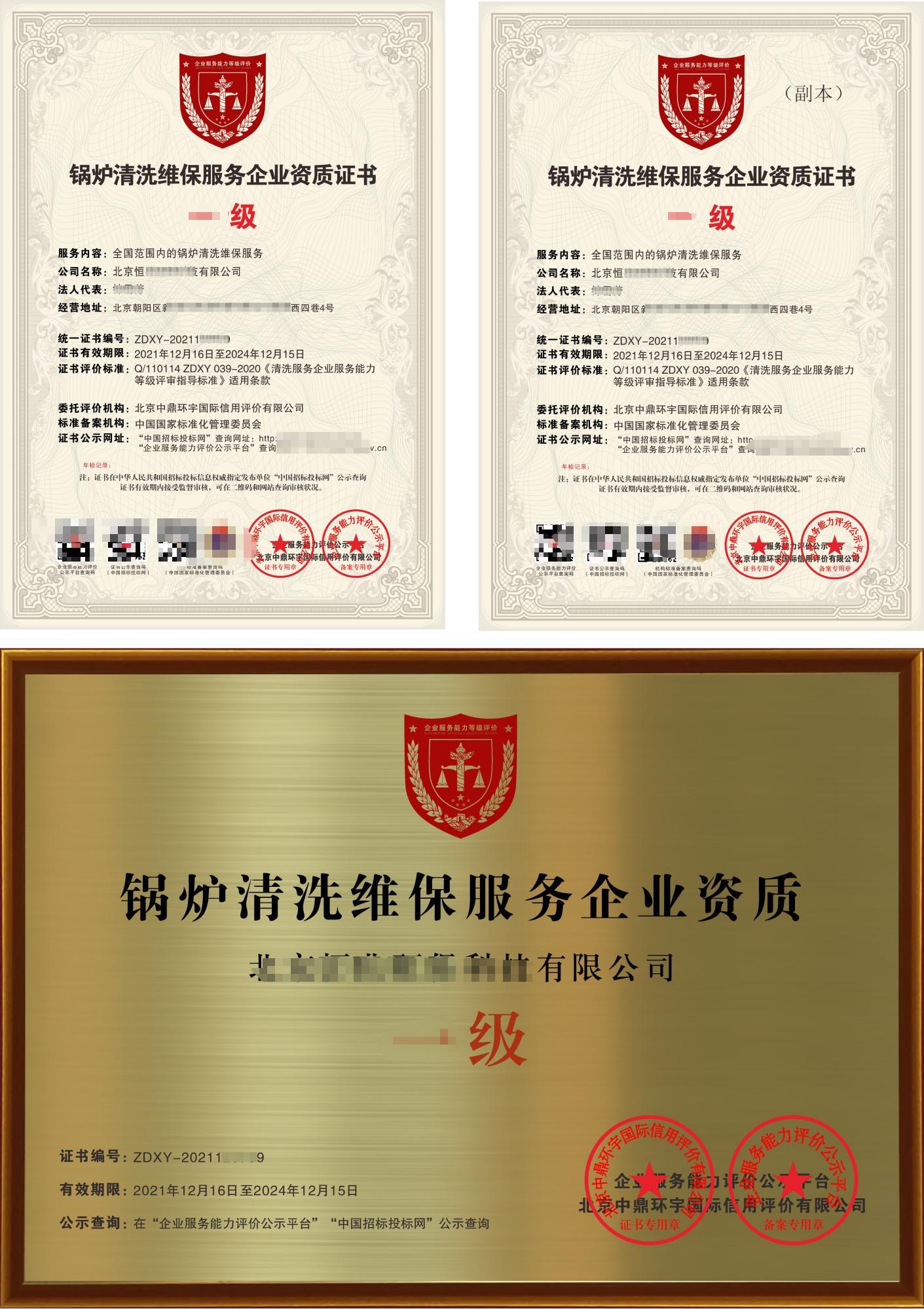 武汉锅炉清洗维保服务企业资质证书