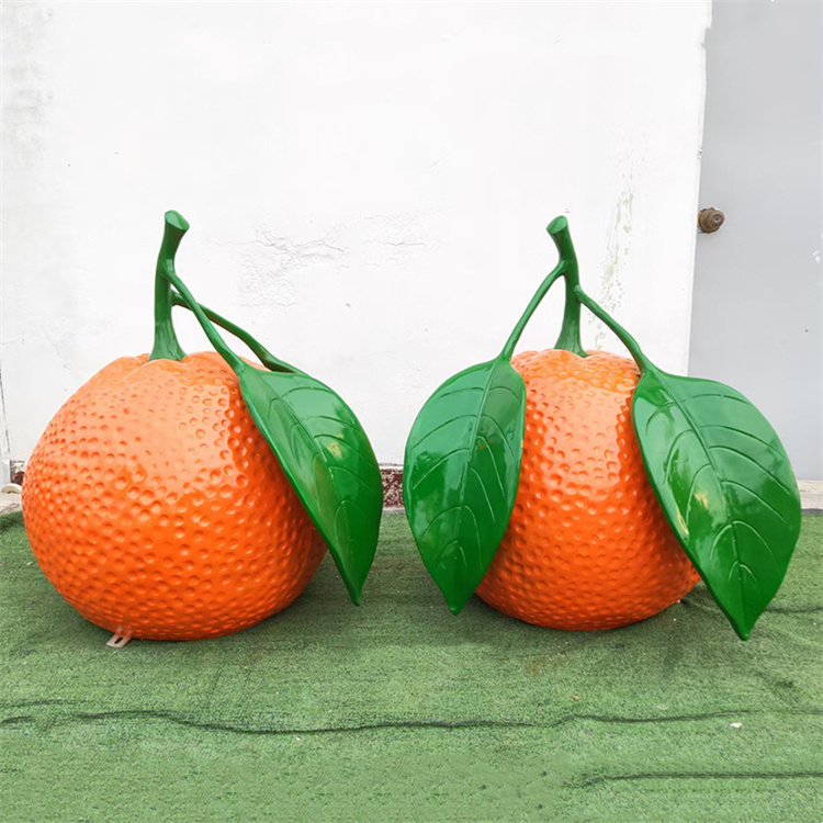 玻璃钢橘子雕塑 仿真橙子水果主题雕塑摆件 永景园林