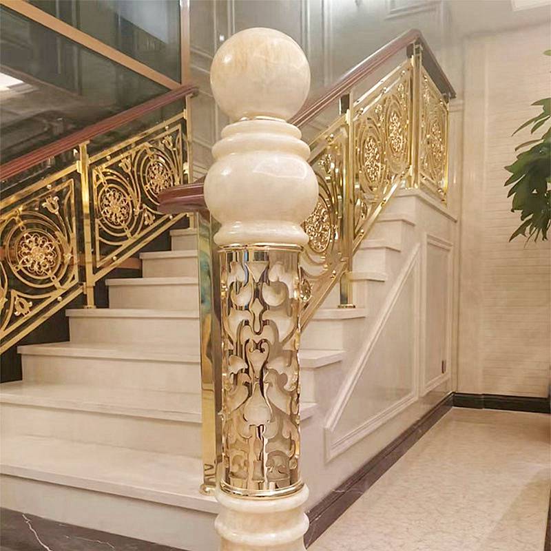 合 肥 纯铜围栏生产商 订制时髦与高雅并存的铝艺雕刻楼梯