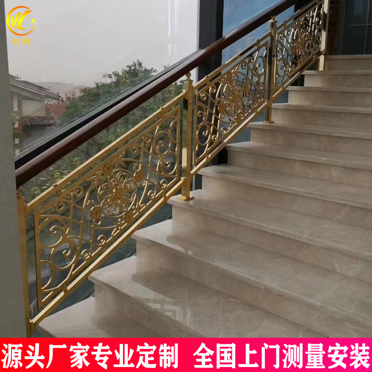 铜围栏 铜雕刻楼梯扶手直线式构造简单