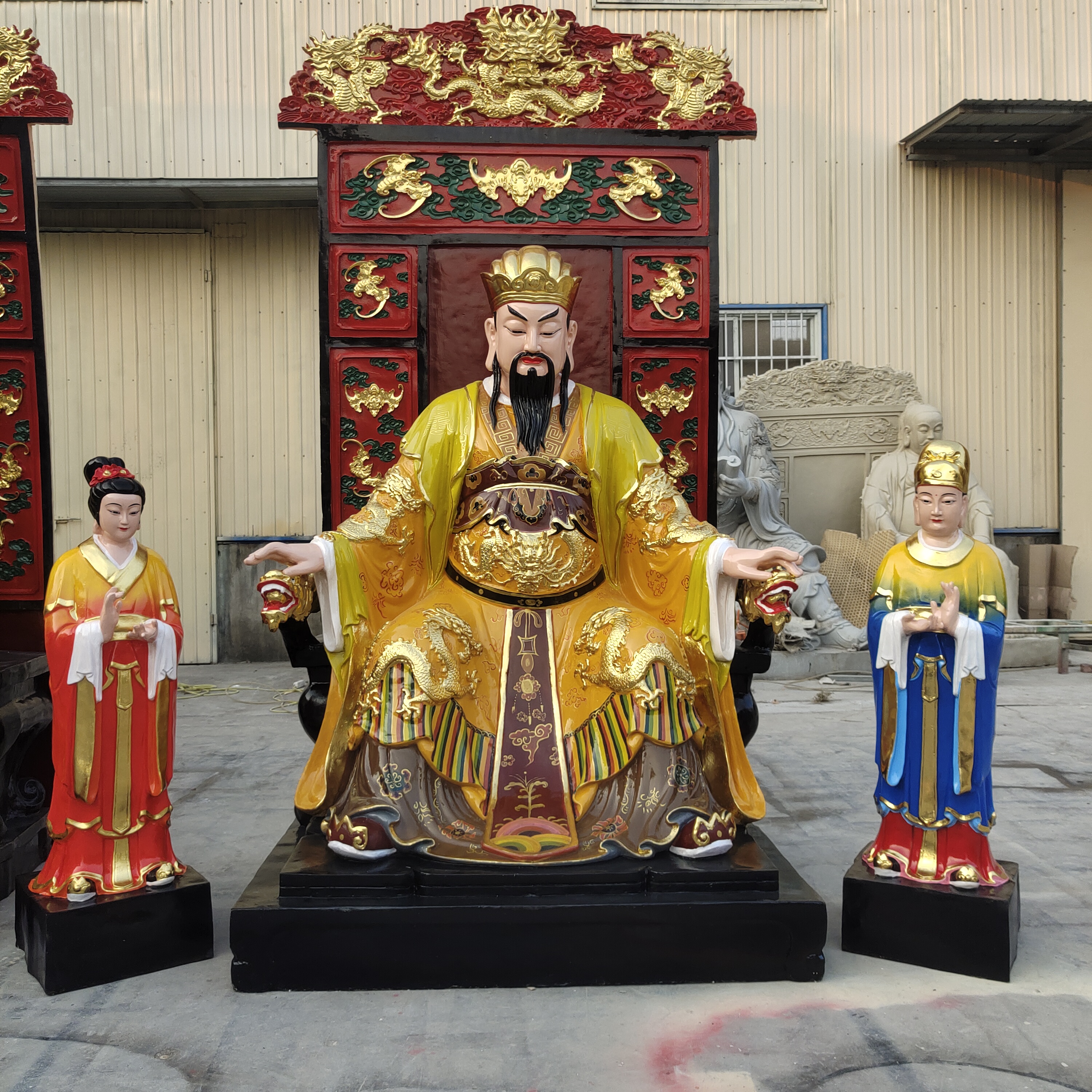 供应玉皇大帝坐像神像 玉帝神像带背光2.8米 手工彩绘玻璃钢材质佛像摆件