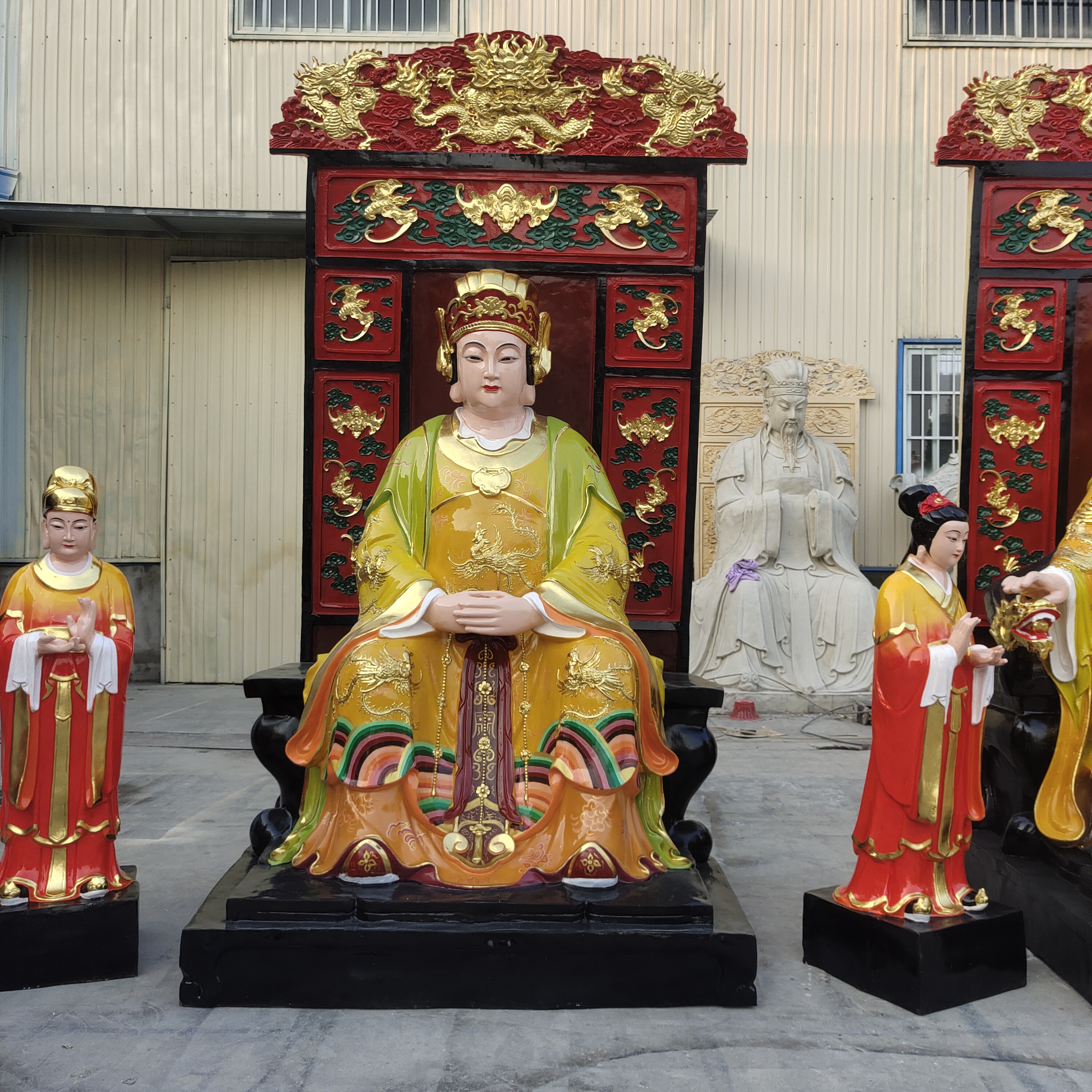 坐九龙椅玉皇大帝神像 西王母王母娘娘神像摆件 彩绘贴金佛像摆件