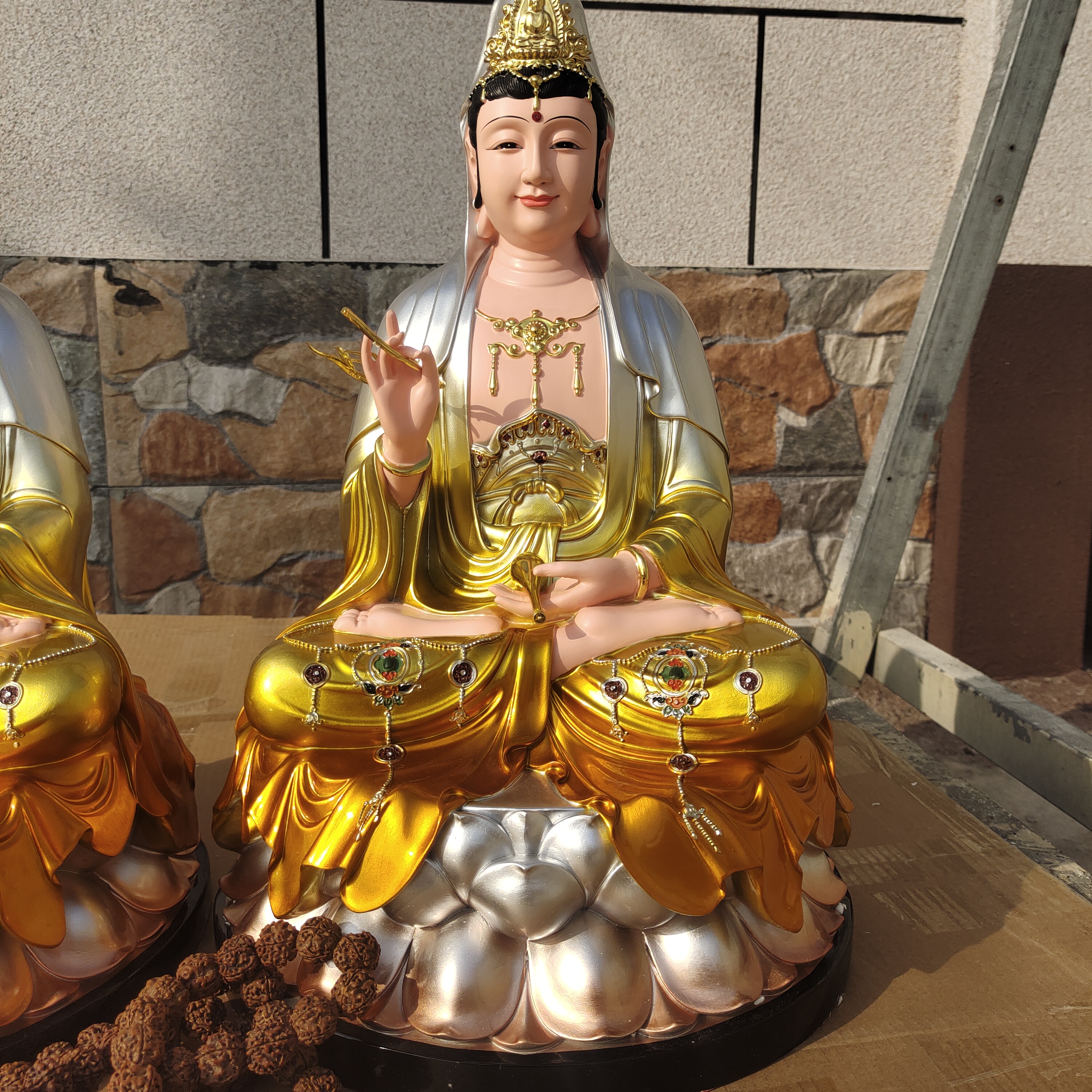 48公分玻璃钢敦煌彩观音菩萨神像 居家供奉观音佛像雕塑