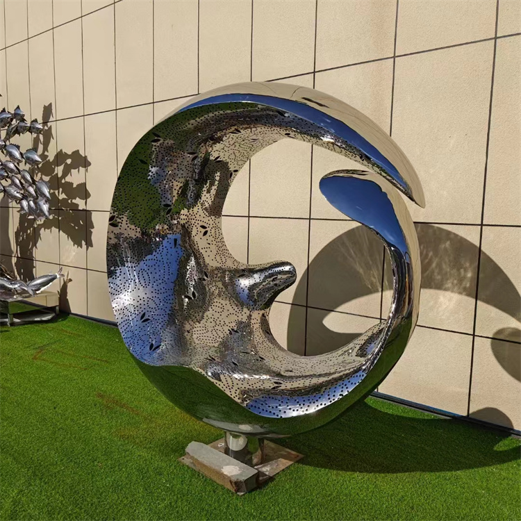 不锈钢圆形水花雕塑 抽象镜面水花雕塑售楼部水景装饰摆件