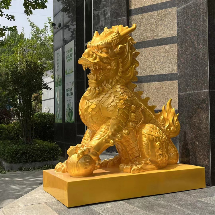 金色麒麟雕塑 铜雕麒麟动物雕塑制作 永景园林