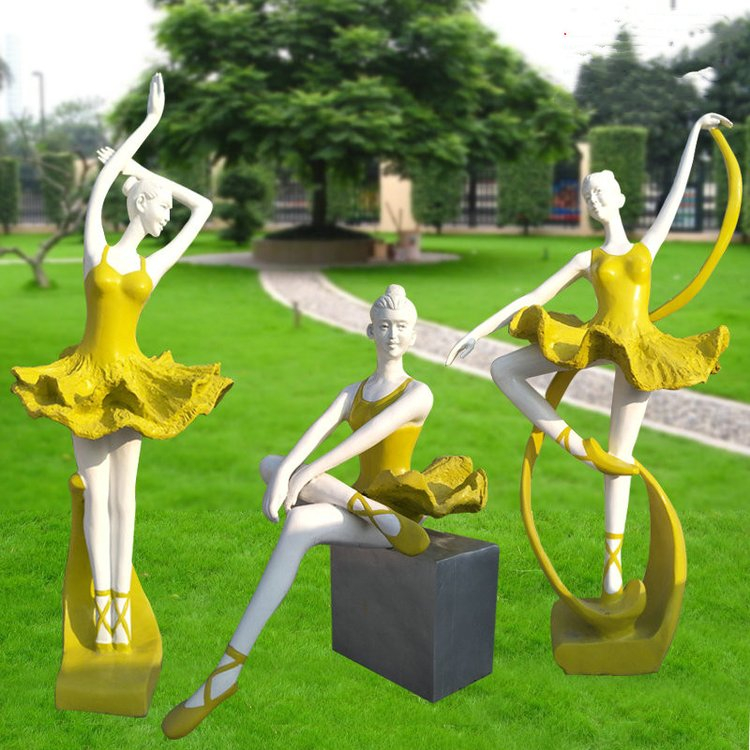抽象舞蹈人物雕塑 玻璃钢抽象人物雕塑 抽象跳舞雕塑