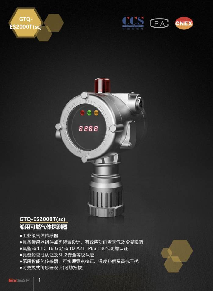 特安ES2000T船用可燃气体探测器 中国船级社认证 0-**LEL