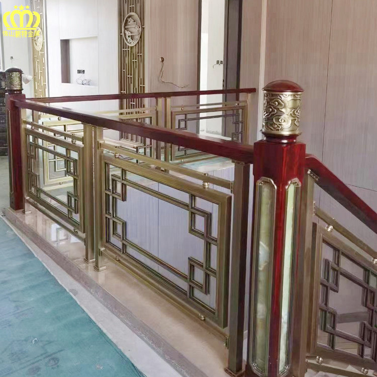 家装铜镶玻璃护栏制造厂 栏杆 增加空间感