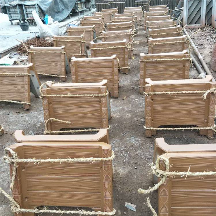 厂家供应水泥仿木花箱成品 室外大型仿木纹生态花盆 混凝土方形花池
