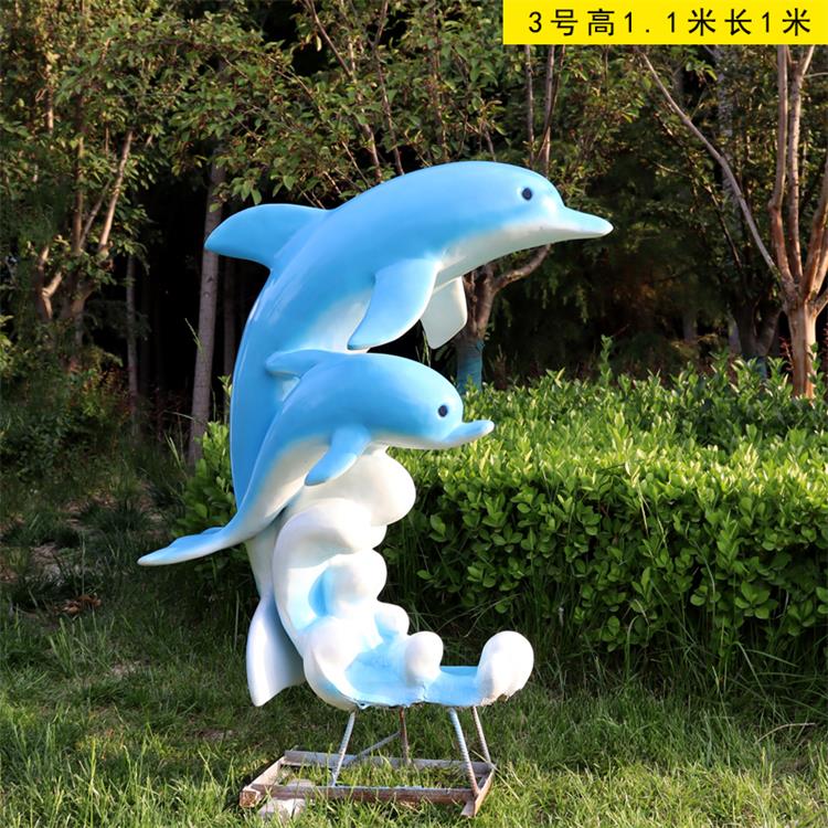 玻璃钢仿真海豚雕塑，水景海豚造型雕塑