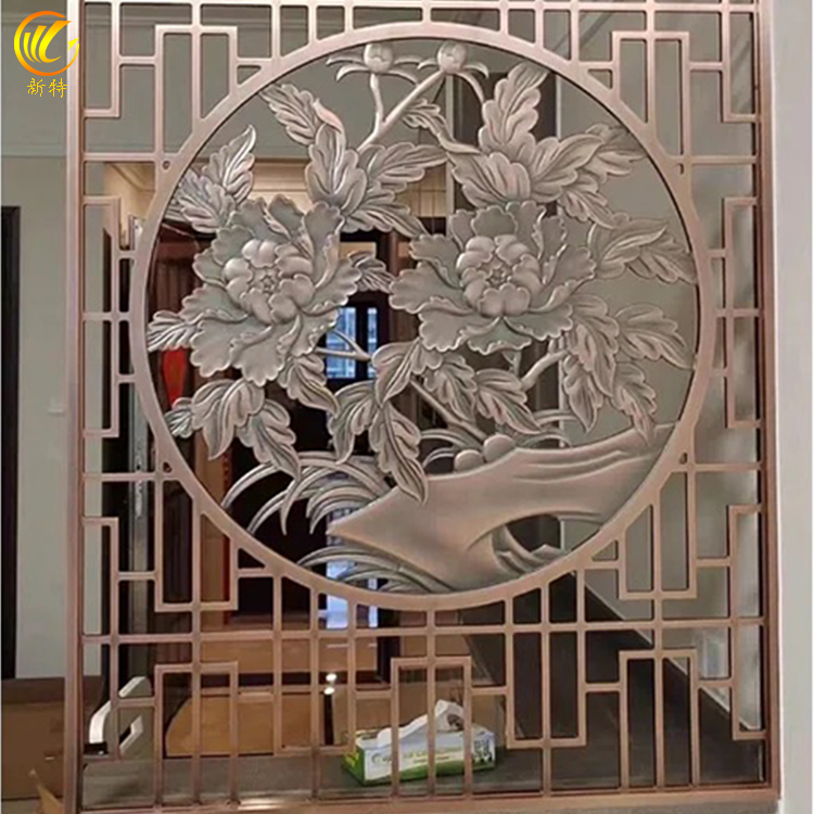 惠州 铝合金庭院屏风 铝板镀铜雕刻工艺屏风加工