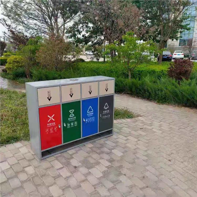 塑木条镶嵌的钢木垃圾箱 分类垃圾箱 景区使用垃圾箱垃圾桶