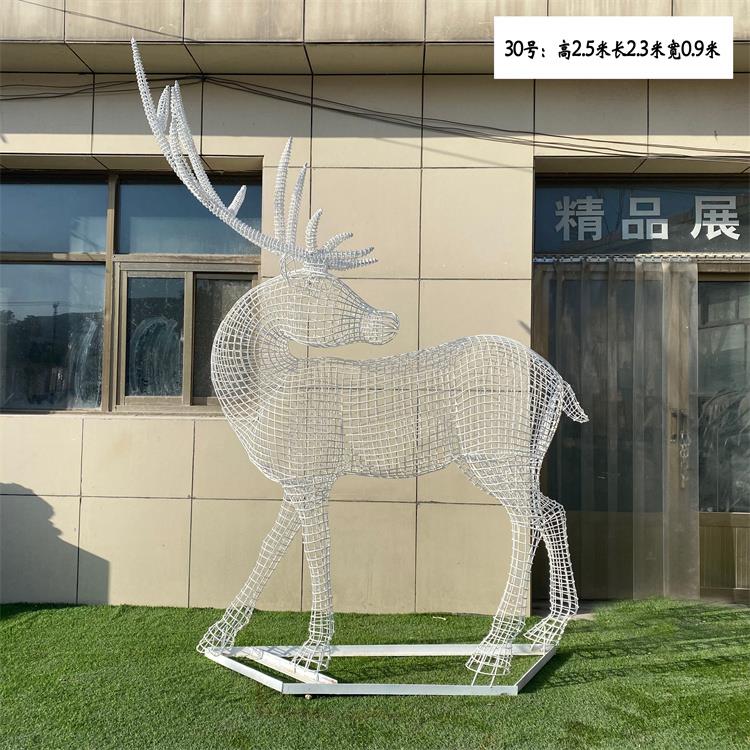 房地产不锈钢抽象鹿雕塑，售楼处钢丝编织镂空鹿雕塑