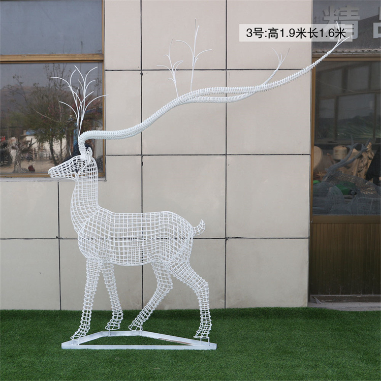 不锈钢丝编织鹿雕塑，抽象艺术鹿雕塑