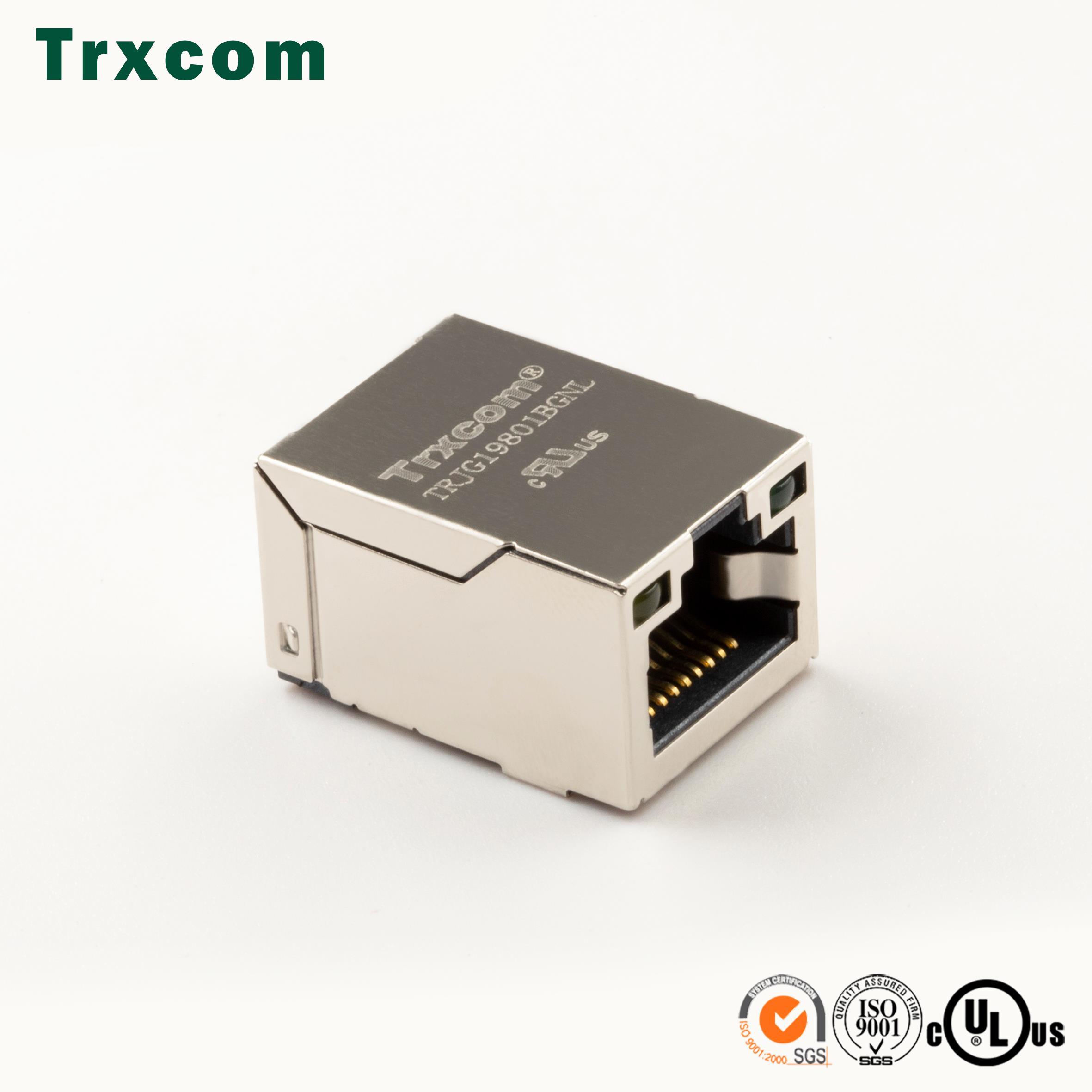 Trxcom/泰瑞康 单网口千兆带灯RJ45变压器模组TRJG19801BGNL