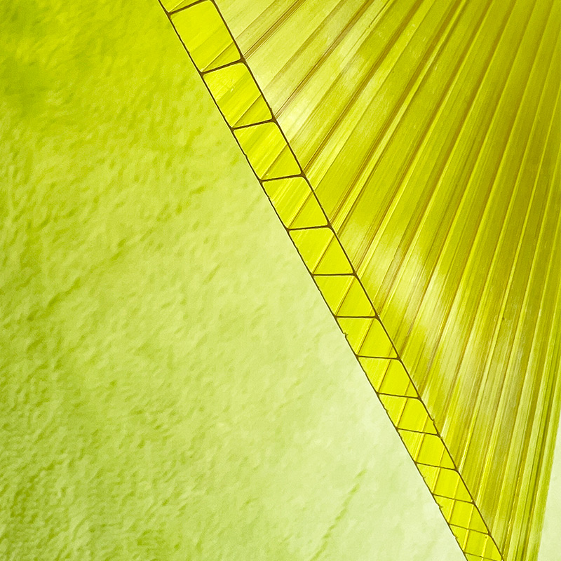 黄色阳光板双层透明耐力板雨棚采光板阳光房婚庆隔断装饰粉色