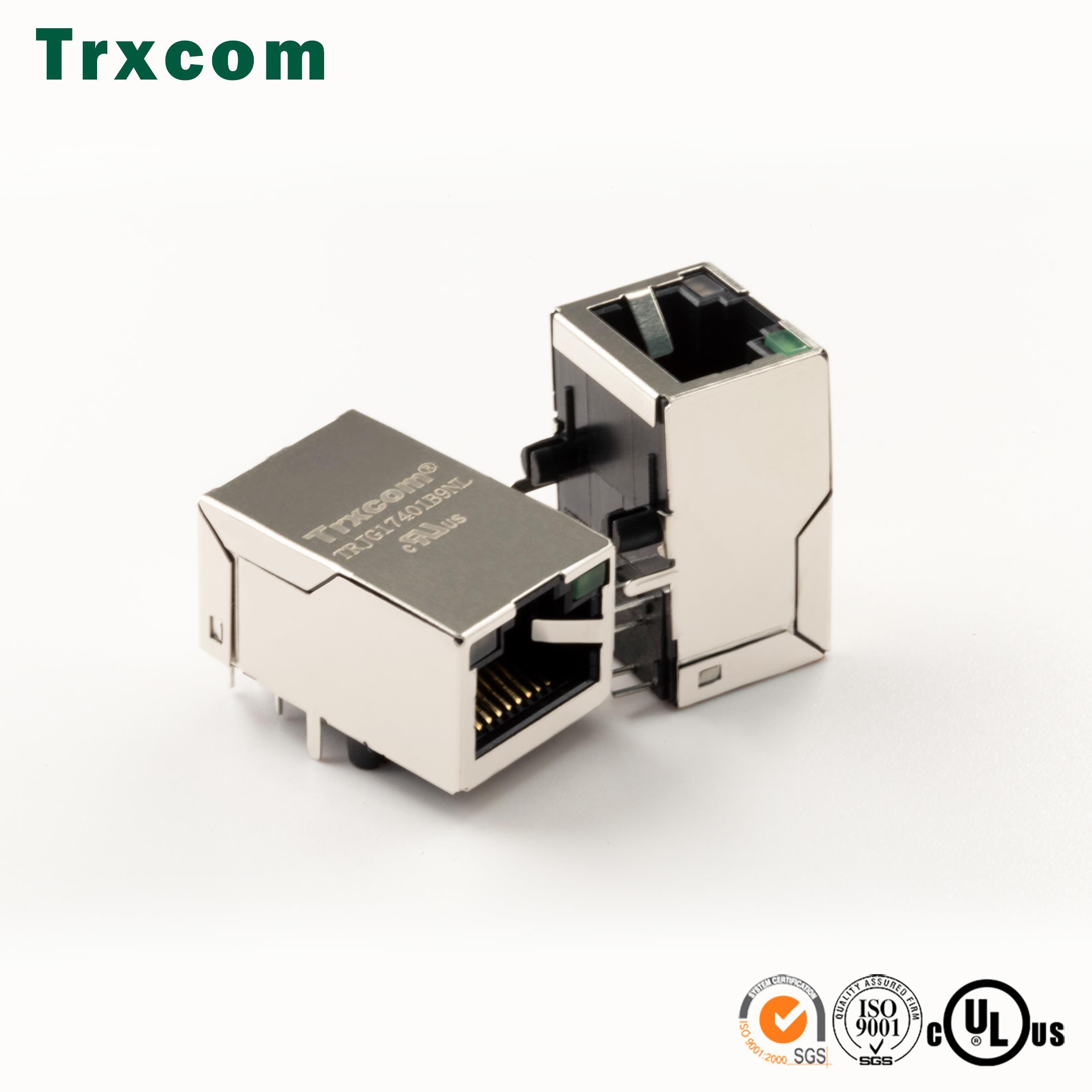 Trxcom/泰瑞康 RJ45模块8P8C插座网口连接器千兆带灯TRJG17401B9NL