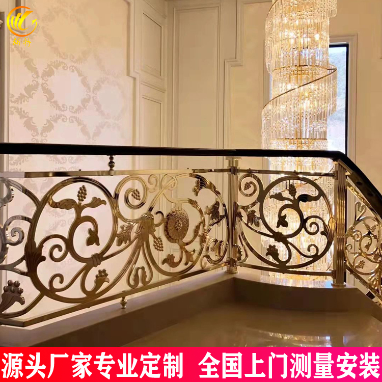 外贸铜楼梯护栏 别墅室内直线式护栏定制 美观与实用