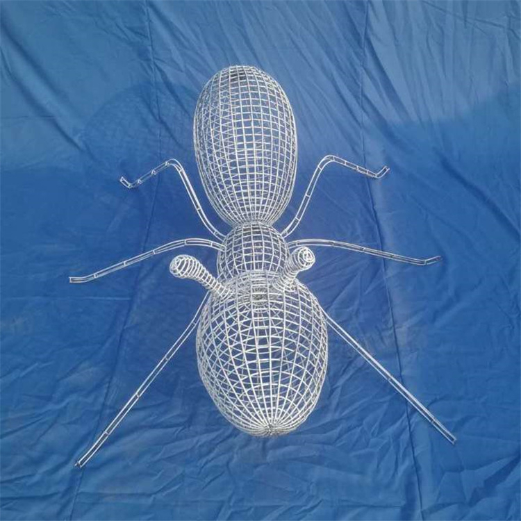 不锈钢镂空蚂蚁雕塑，抽象钢丝编织蚂蚁雕塑