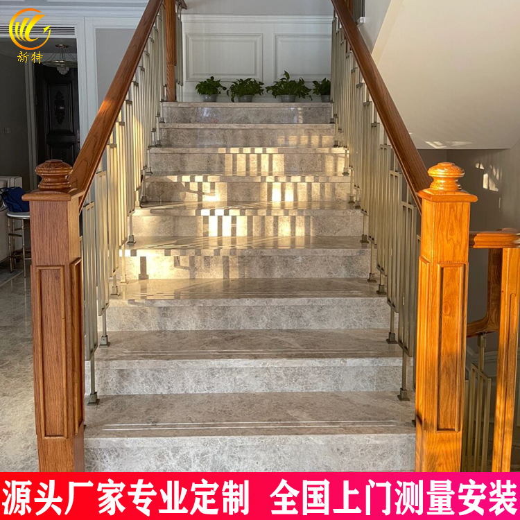 儋州市 铜艺雕花金色楼梯护栏扶手设计适合现代家装