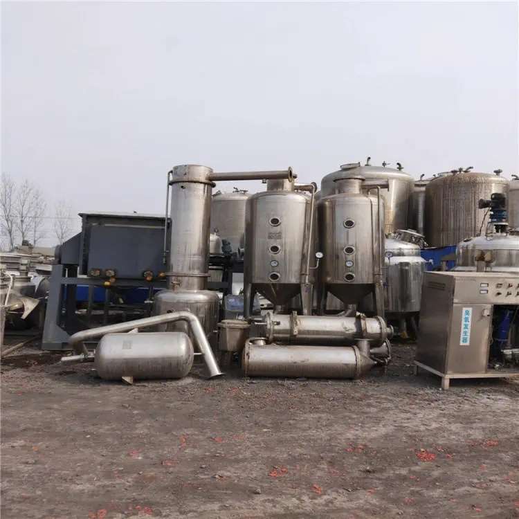 出售二手降膜蒸发器 5吨钛材三效强制循环蒸发器 撬装式结构