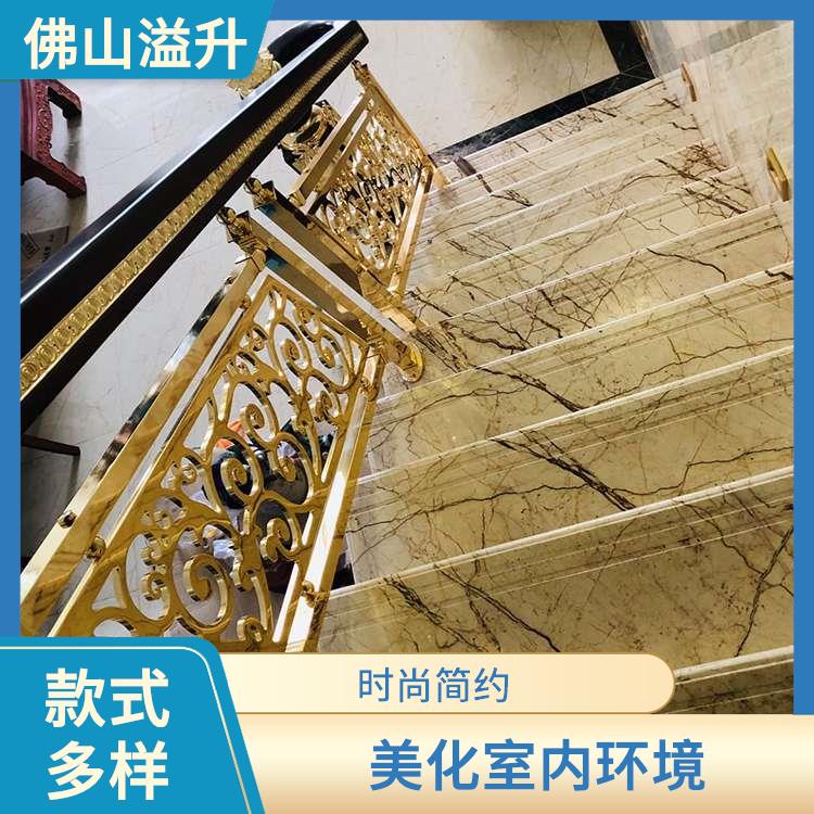 银川现代简约铜板雕花楼梯定制 有金属质感 防水防潮