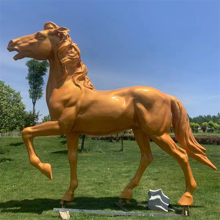 仿真马雕塑 玻璃钢彩绘马雕塑 公园动物景观摆件