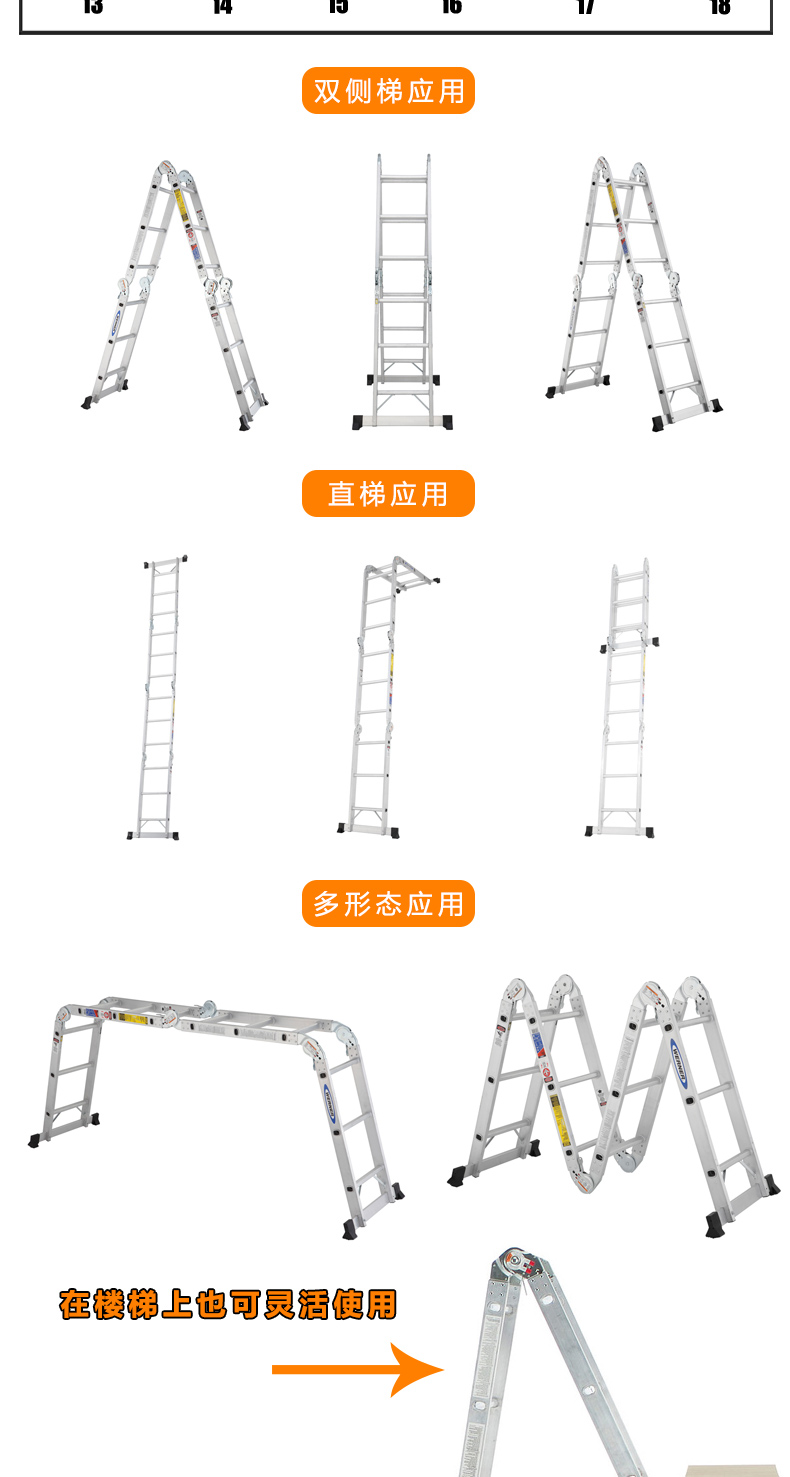 美國(guó) WERNER// 穩(wěn)耐 MT-13CN MT-17CN 伸縮式多功能梯