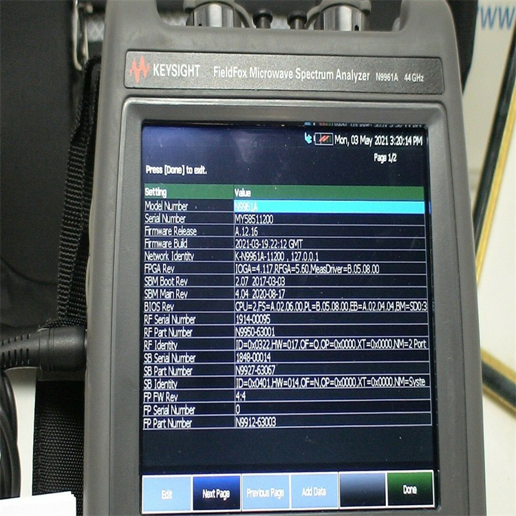 收购N9961A参数资料KEYSIGHT是德n9961a手持频谱分析仪
