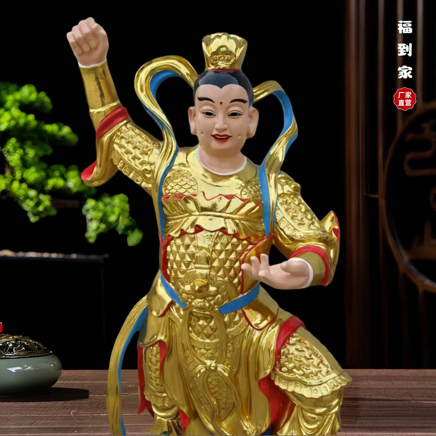 哪吒三太子神像制作三头六臂李哪吒树脂玻璃钢彩绘佛像厂家