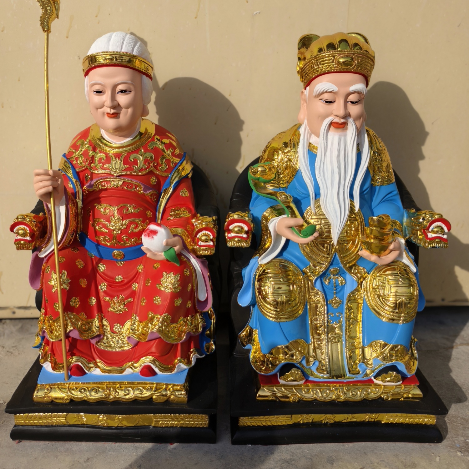 土地神神像制作 福德正神公婆 土地爷奶树脂雕塑厂家