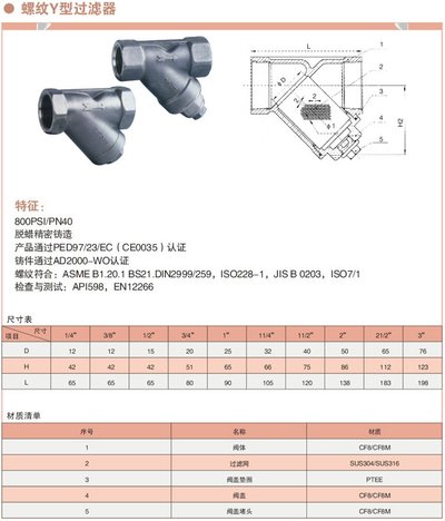 东光FIG.940-不锈钢Y型过滤器厂家