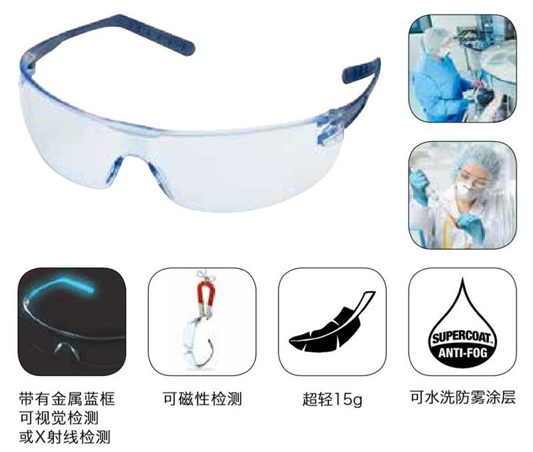 视力防护 代尔塔 101145 轻15g可X光和磁性探测眼镜