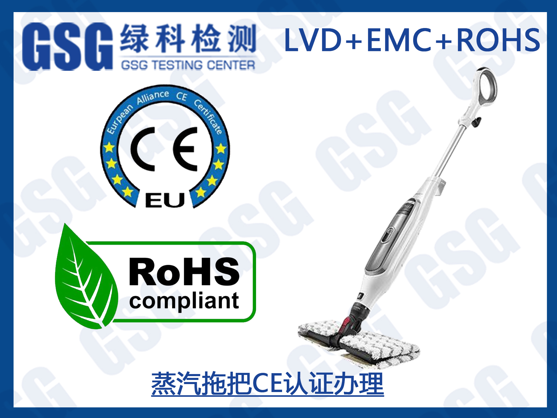 蒸汽拖把欧盟CE认证及ROHS2.0检测报告办理
