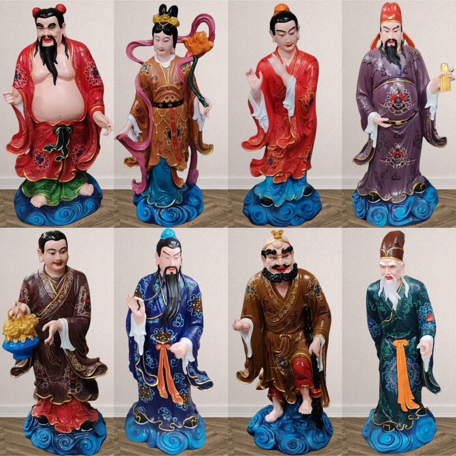 68公分八仙人物雕像吕洞宾何仙姑铁拐李树脂佛像定制