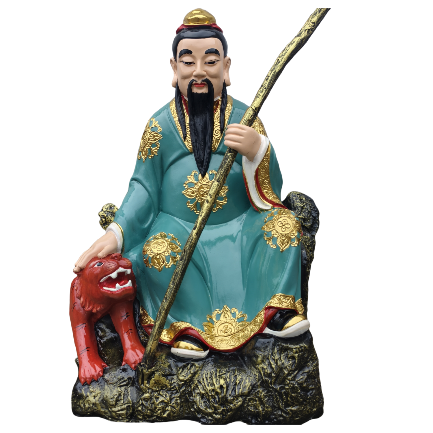 定制批发山神雕塑坐虎山神菩萨护山之神山神爷树脂佛像